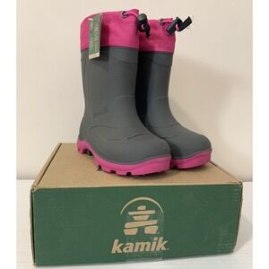 Kamik Snobuster 1 Boots Youth Size 11 Charcoal Magenta Waterproof Winter Snow